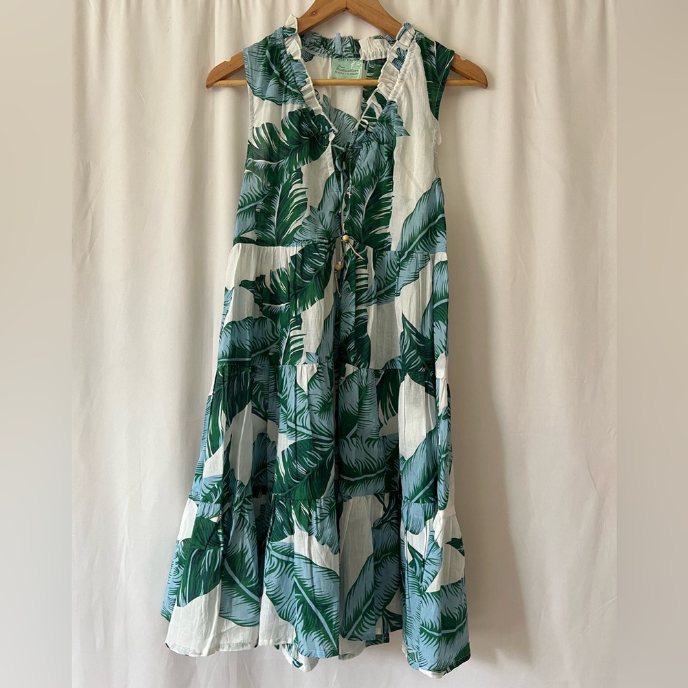 NWT True Destinations Palm Print Sleeveless Dress, XS
